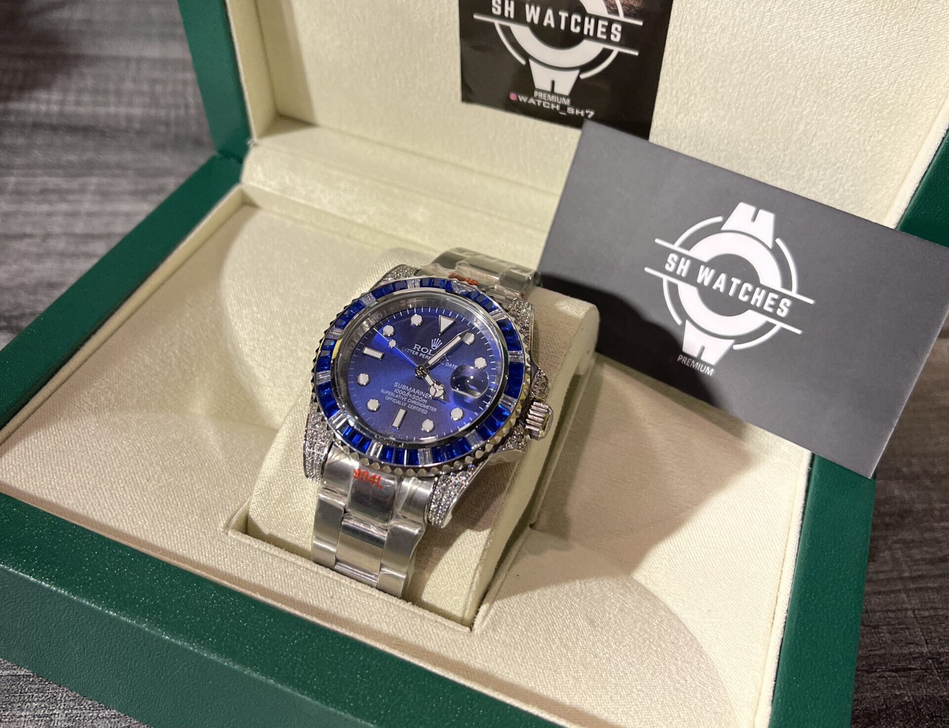 Blue face rolex with stones